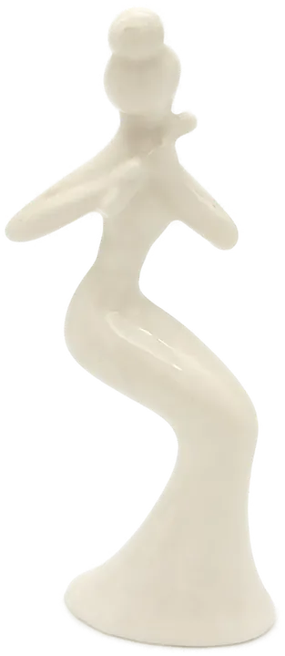 Flötenspielerin Figur aus Keramik weiß  - Bild 4