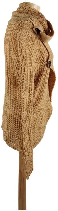 Asymmetrischer Damen Strickpullover mit Rollkragendetails, Braun, Gr. M - Bild 2