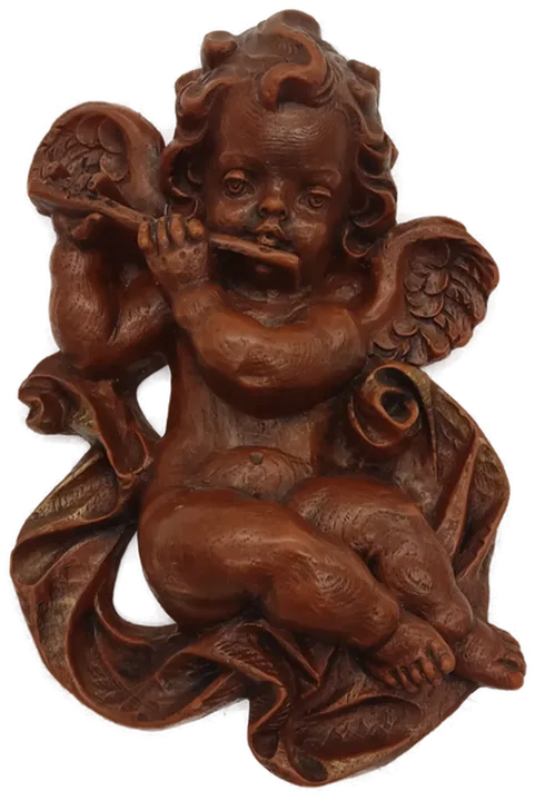 Engel-Relief aus Wachs – musizierend, braun - Bild 1