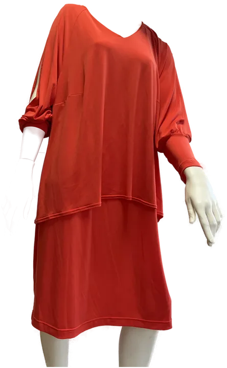 KIRSTEN KROG Design - festliches coral-rotes Damenkleid Gr. 50 Neu! - Bild 1