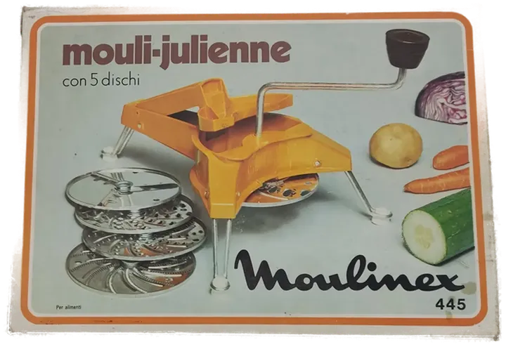 Vintage Kunststoff MOULI-JULIENNE Hobel Reibe  mit 5 Klingen - Bild 4