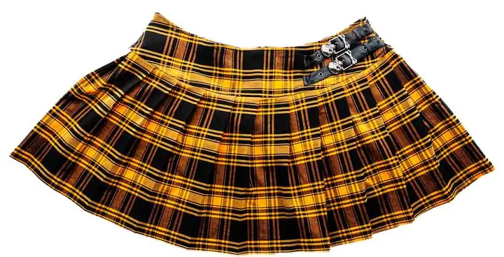 KILLSTAR Mini-Rock Kilt schwarz/braun/orange Tartan XXL - Bild 2