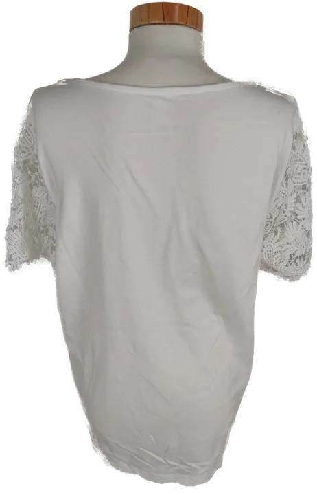 Trendiges Damen T-Shirt mit Spitze, kurzarm, weiß, Größe 44 - Bild 4