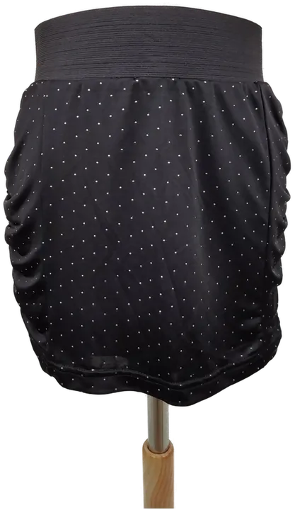 Minirock glatt mit Gummizugbund, schwarz mit Steinchen, Größe S (geschätzt) - Bild 1