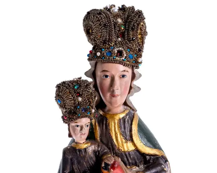 Skulptur Madonna mit Kind aus Holz, 42cm hoch - Bild 2