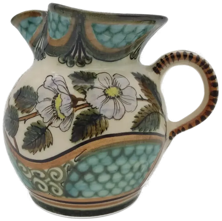Keramik Karaffe in beige mit türkis/grünen Elementen - Bild 1