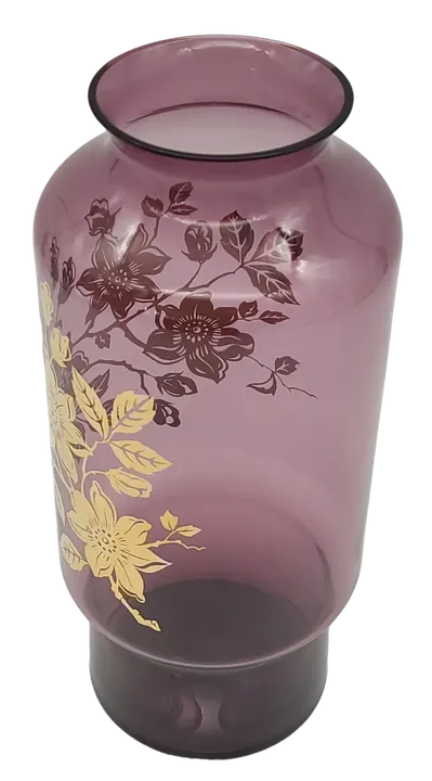 Dekorative Vase mit floralem Muster, schwarz/gold -  Höhe 26 cm  - Bild 3