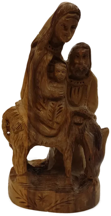 Alte Holz Skulptur Maria mit Josef und Jesuskind ca. 20cm - Bild 3