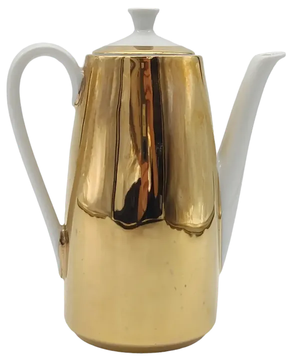 Bareuther Waldsassen Tee- Kaffeekanne, weiß/gold  - Bild 2