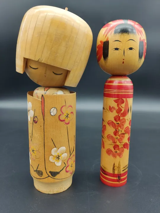 2 japanische Vintage 'kokeshi' Holzpuppen - Bild 1