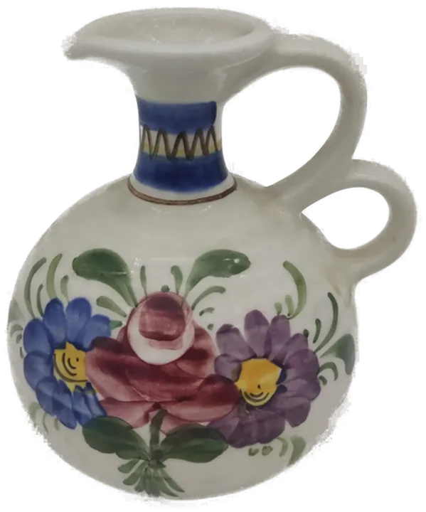 Wechsler Tiroler Keramik Vase handbemalt Blumenmotiv Höhe: 11cm, Vintage - Bild 1
