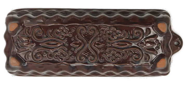 Kastenform aus Keramik braun mit Mustern  - Bild 2
