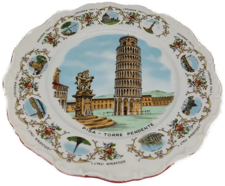 Seltmann Weiden Porzellan Wandteller mir dem schiefen Turm von Pisa als Motiv. - Bild 1