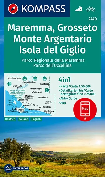 KOMPASS Wanderkarte Maremma, Grosseto, Monte Argentario, Isola del Giglio - Bild 1