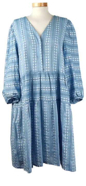 Damen Kleid blau gemustert - M/L  - Bild 1