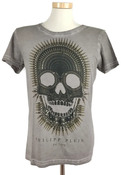Philipp Plein Herren Shirt grau mit Totenkopf-Motiv - M  - Bild 1