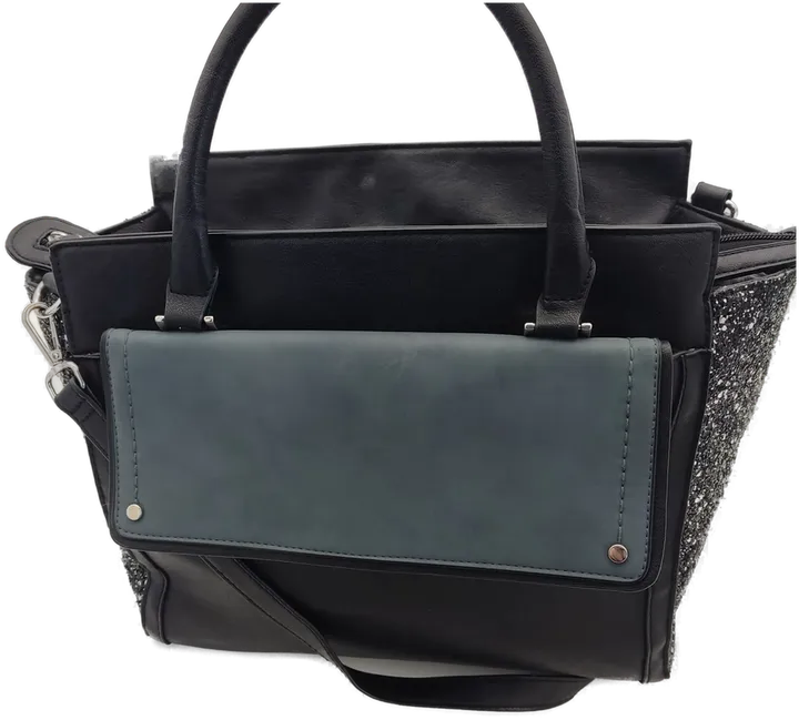 Damen Handtasche - schwarz mit Glitzer an den Seiten - Bild 1