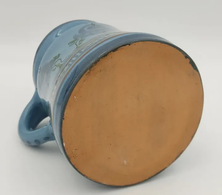kleiner Wasserkrug aus Keramik blau mit Musterung  - Bild 4