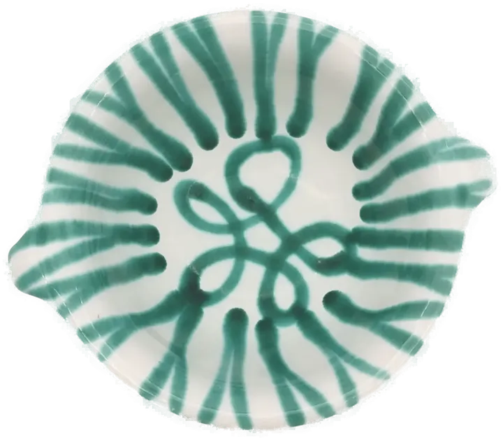 Gmundner Keramik Schüssel mit Henkel grün/ weiß  - Bild 3
