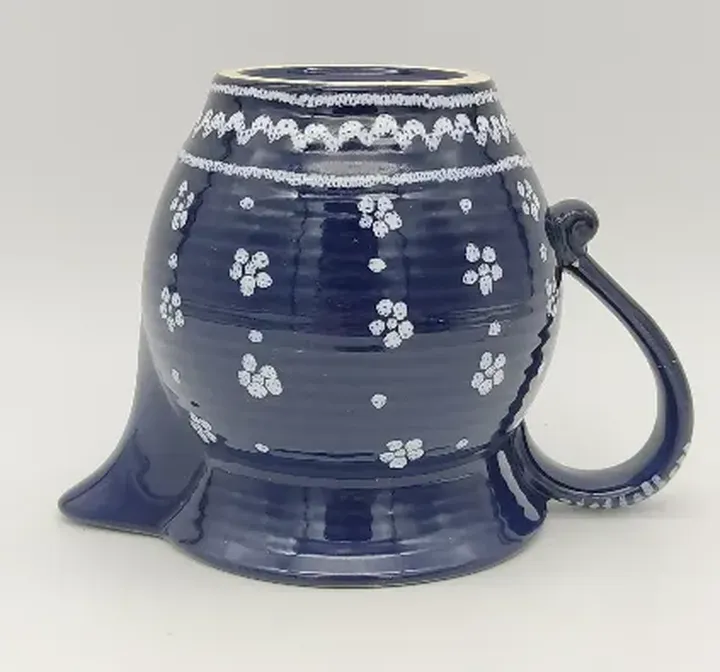 kleiner Wasserkrug aus Keramik dunkelblau  - Bild 3