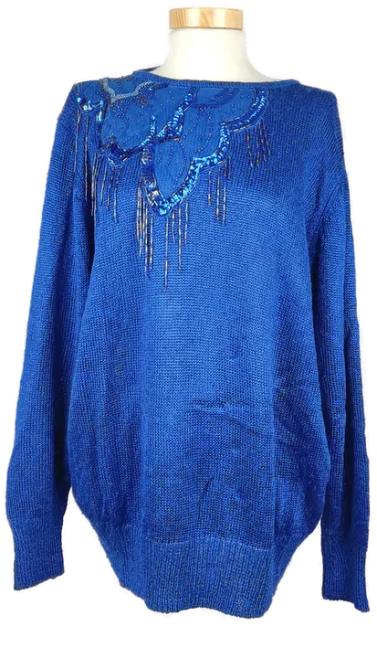 Damen Pullover blau mit schimmernden Details - 40  - Bild 4