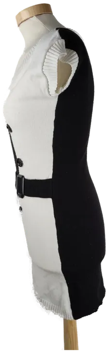 Longpullover 'One Love', ärmellos mit Rundhalsausschnitt, schwarz/weiß mit Knöpfen und Gürtel, Größe XS - Bild 2