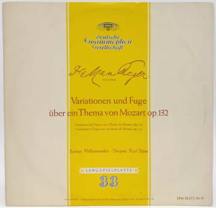 Vinyl LP - Max Reger - Variationen und Fuge über ein Thema von Mozart op. 132 - Bild 1