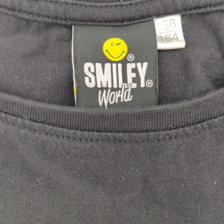 H&M Kinderlangarmshirt schwarz, Smileypailetteaufdruck - 158/164 - Bild 5