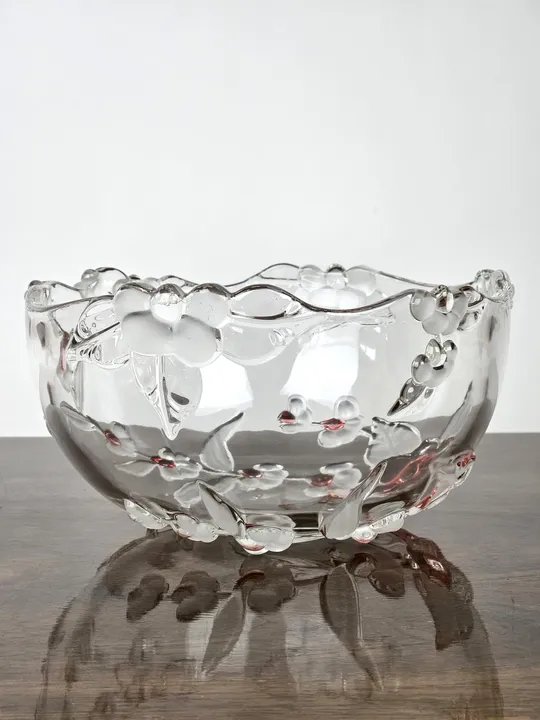 Glasschüssel mit floralen Akzenten - Durchmesser ca. 19 cm  - Bild 1