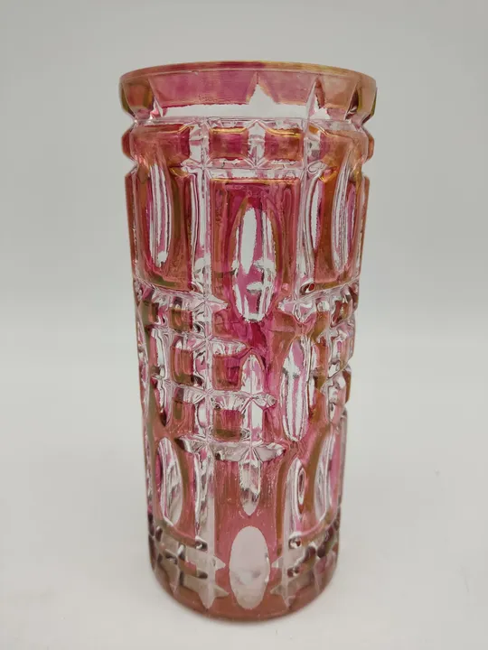 Blumenvase aus gepresstem Glas mit Struktur - Rosa - Bild 3