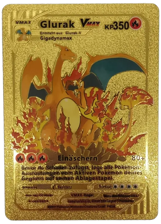 Pokémon Sammelkarte Goldfolie Vmax Glurak Vmax - Bild 1