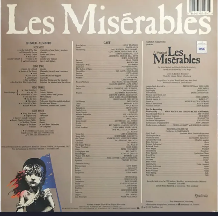 Les Misérables - Deutsche Originalaufnahme 1985 Vinyl-Schallplatte in sehr guter Qualität - Bild 4