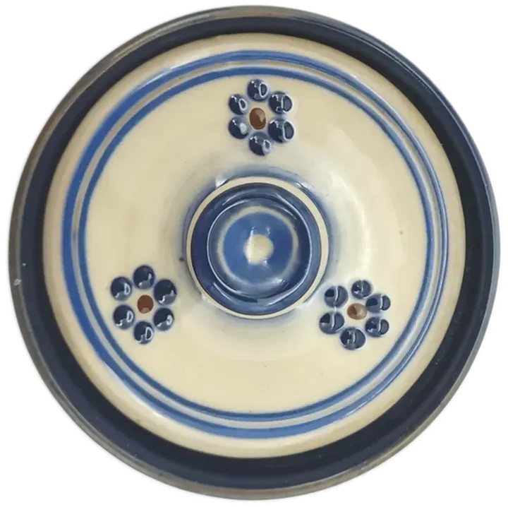 Zuckerdose aus Keramik mit blauem Blumenmuster  - Bild 2