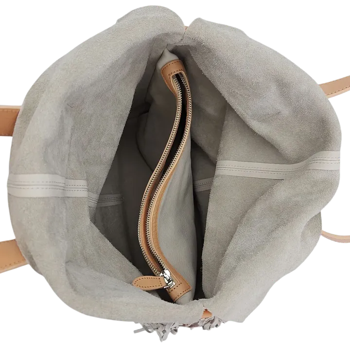 Max V. Koenig Damen Handtasche mit Fransen, grau/creme - mittel - Bild 4