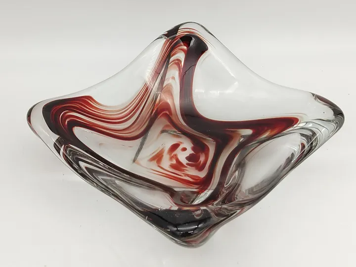 Dekorative Glasschale rot/transparent im Murano-Stil  - Bild 4