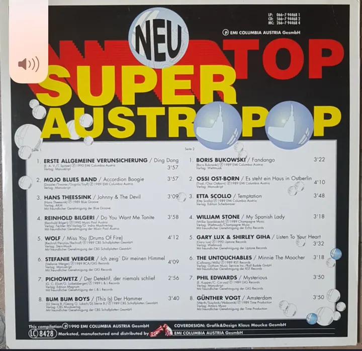 Supertop Austropop 1990 Vinyl Schallplatte - Sehr guter Zustand - Bild 2