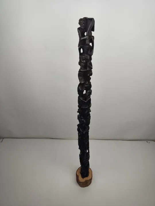 Makonde Lebensbaum Ebenholzfigur schwarz - 111 cm - Bild 1