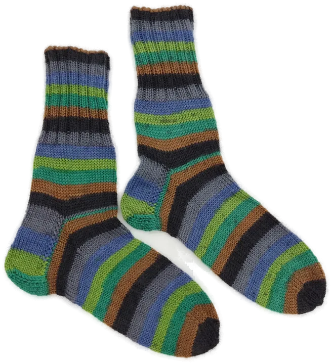 Socken handgestrickt, glatt, mehrfarbig gestreift, Größe 37 (geschätzt) - Bild 4