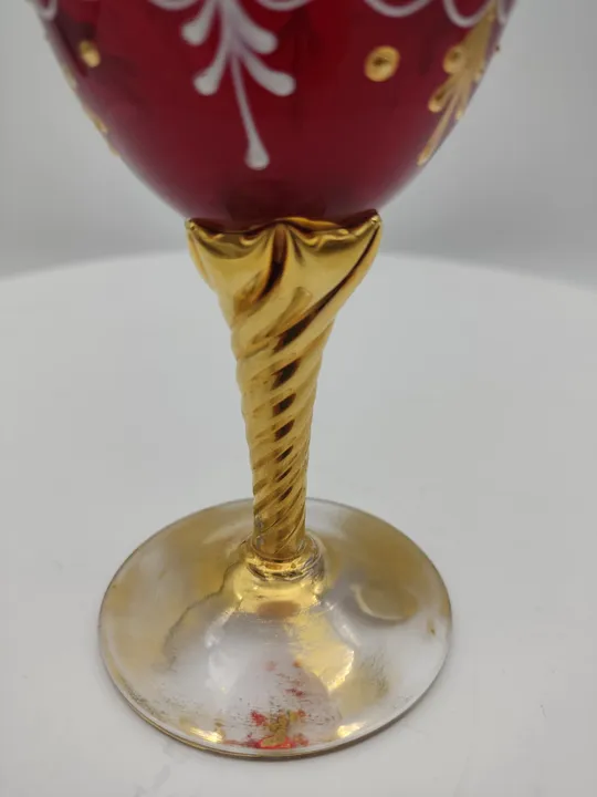  Glas aus Italien rubinrot mit goldenen Akzenten - Bild 6