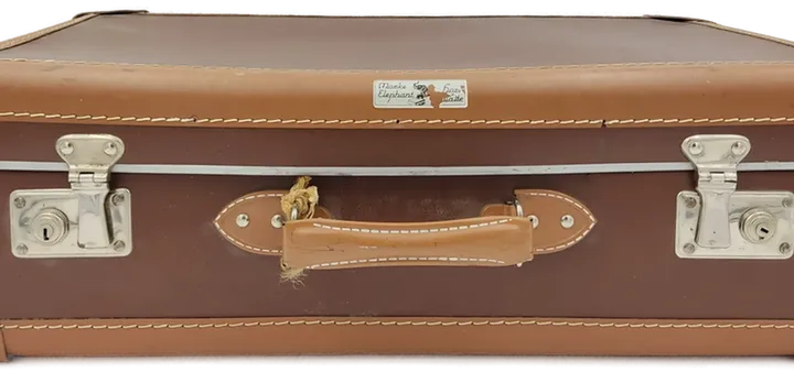 Vintage Reisekoffer braun aus Leder - 56cm x 32cm x 16cm  - Bild 2