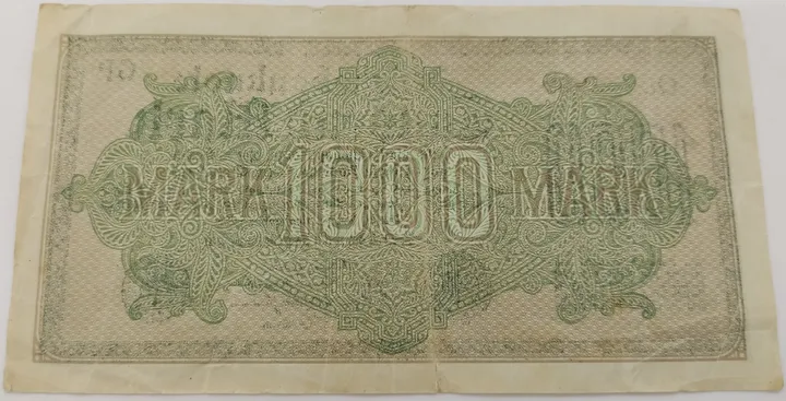 Alter Geldschein 1000 Mark Reichsbanknote Reichsbankdirektorium Berlin 1922 zirkuliert 3  - Bild 2