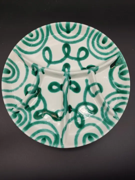 2x Gmundner Keramik Snackteller grüngeflammt (Durchmesser 23cm) - Bild 3