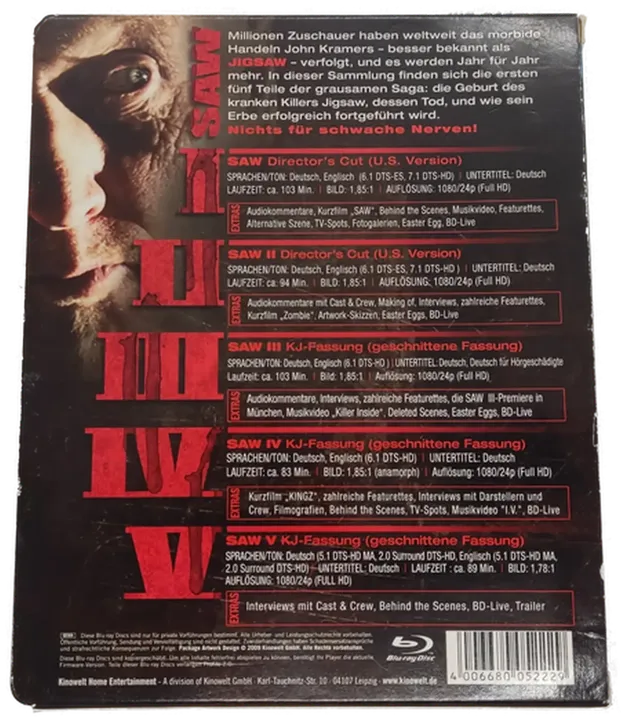 Blu-ray 5 Disc's SAW I-V Collection - Bild 3