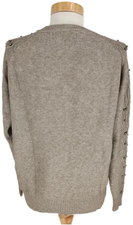 Pullover langarm mit Rundhalsausschnitt, braun mit Perlen, Größe 38 (geschätzt) - Bild 5