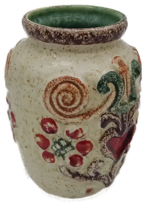 Keramik Vase in beige mit bunter Bemalung - Bild 2