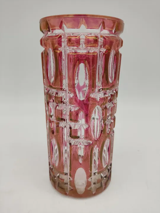 Blumenvase aus gepresstem Glas mit Struktur - Rosa - Bild 1