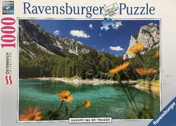 Puzzle - Ravensburger - grüner See bei Tragöß - 1000 Teile - 1 Puzzleteil fehlt - Bild 1