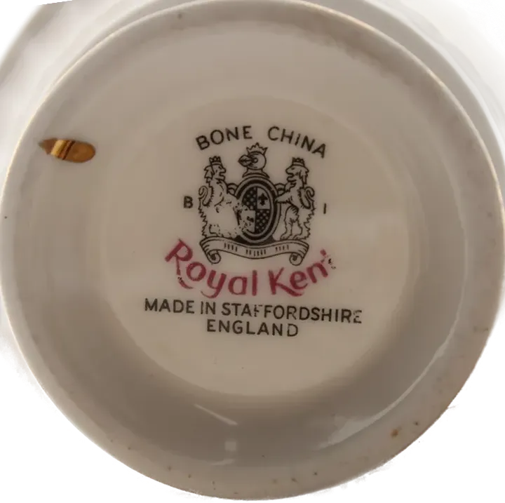Royal Kent Bone China Tassen & Untertassen – Blumenmotiv mit Goldrand, 6-teilig - Bild 6