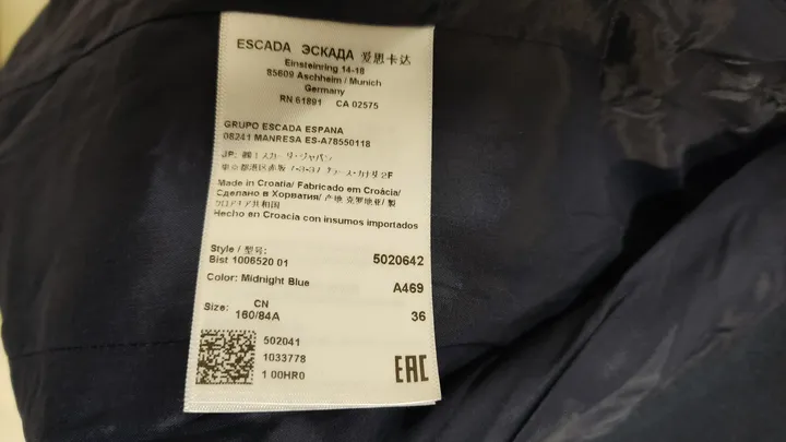 Escada Kleid mit Blazer marineblau in Größe 36 - Bild 6