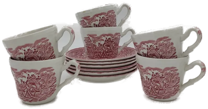 Royal Tudor Vintage Set( 6 Tassen + 6 Untertassen) rot England - Bild 2
